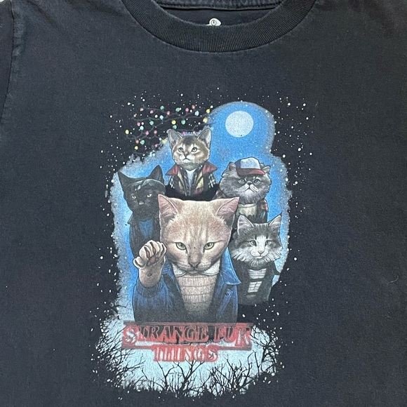Netflix strange fur things unisex cat print graphic tee - Picture 4 of 12